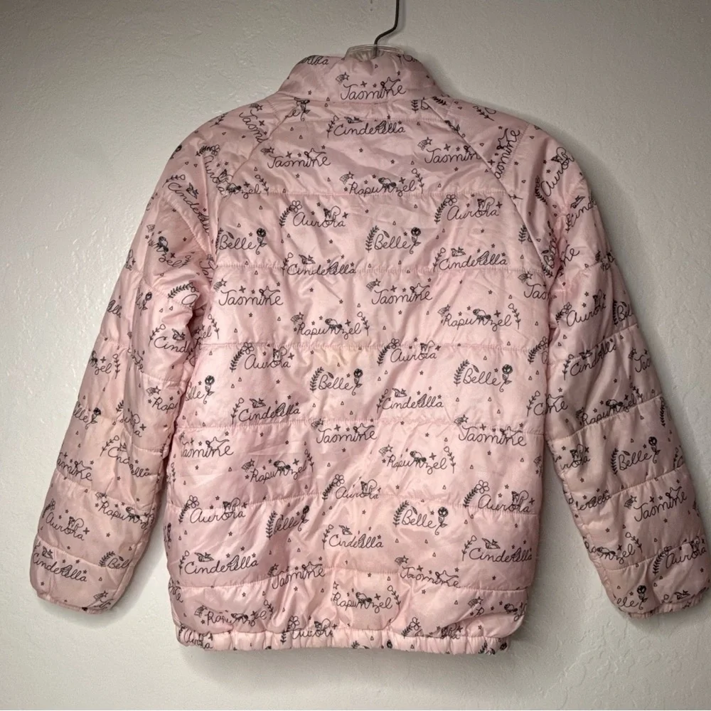 Disney Store Pink Quilted Girls Size 9/10 Coat‎ Puffer Jacket Princess Names